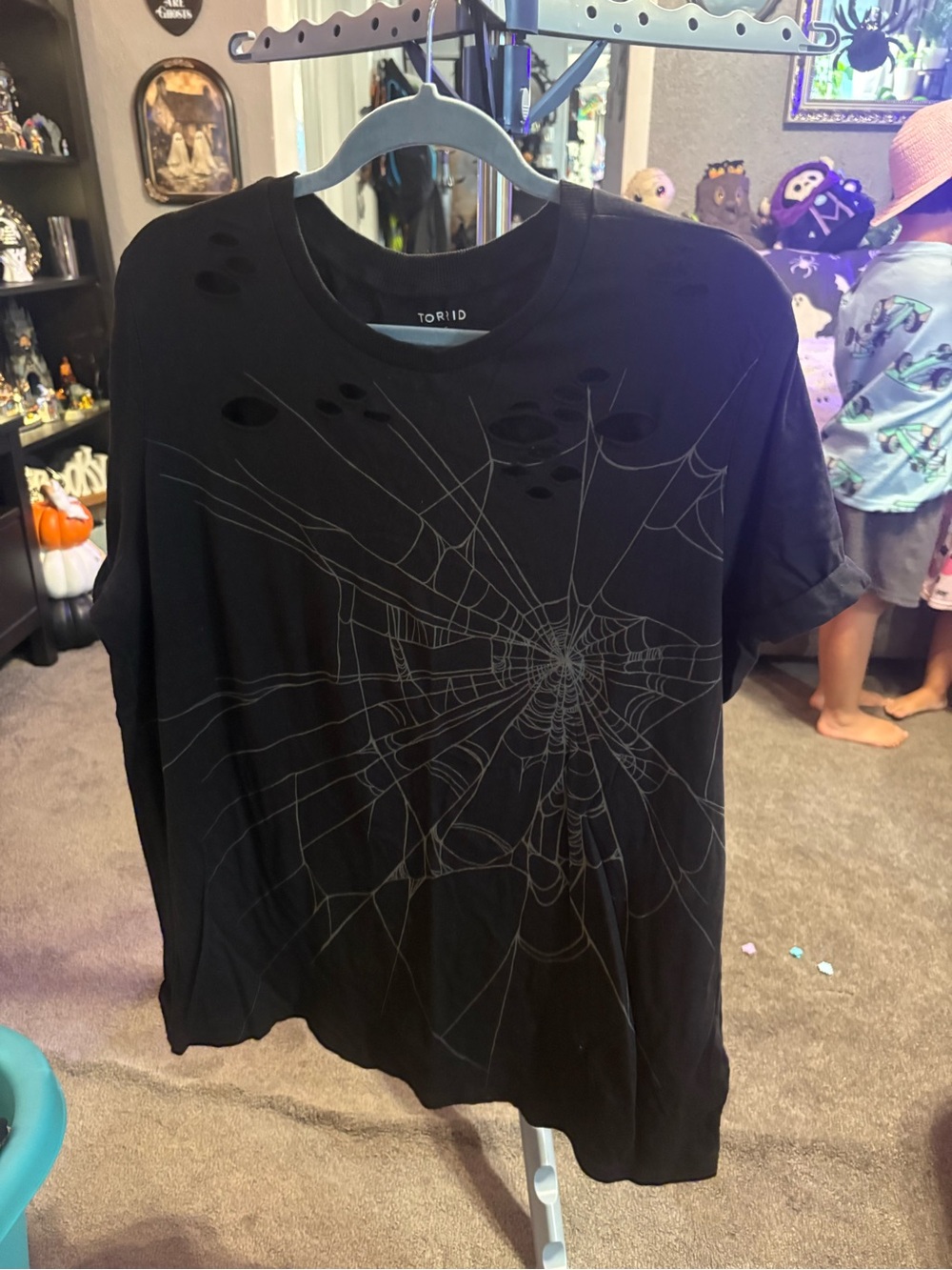 torrid Black Distressed Spiderweb Graphic Tee